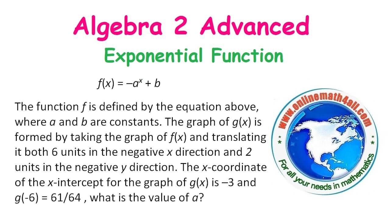 Algebra 2 Advanced - Transformations on Exponential Function - YouTube