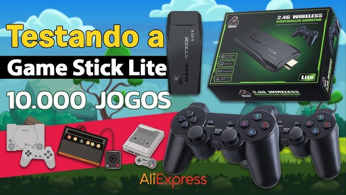 CONSOLE GAME STICK MINI RETRO 4K 10000+ JOGOS 2 CONTROLES SEM FIO  PS1/ARCADE/SEGA/SNES/NINTENDO