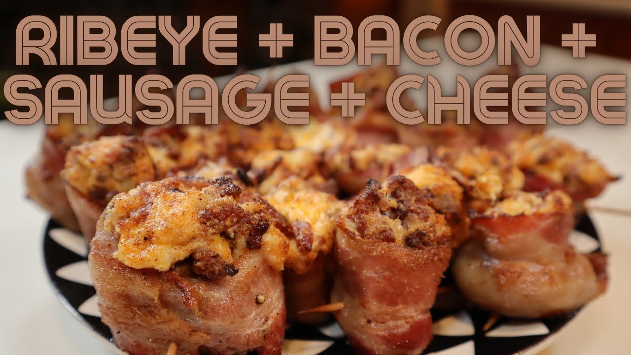 Bacon Wrapped Ribeye with Sausage and Cheese Stuffing BEST BBQ