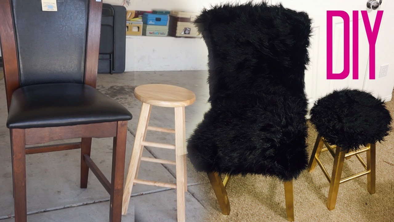 Diy Faux Furr Chair Stool Super, Faux Fur Bar Stools