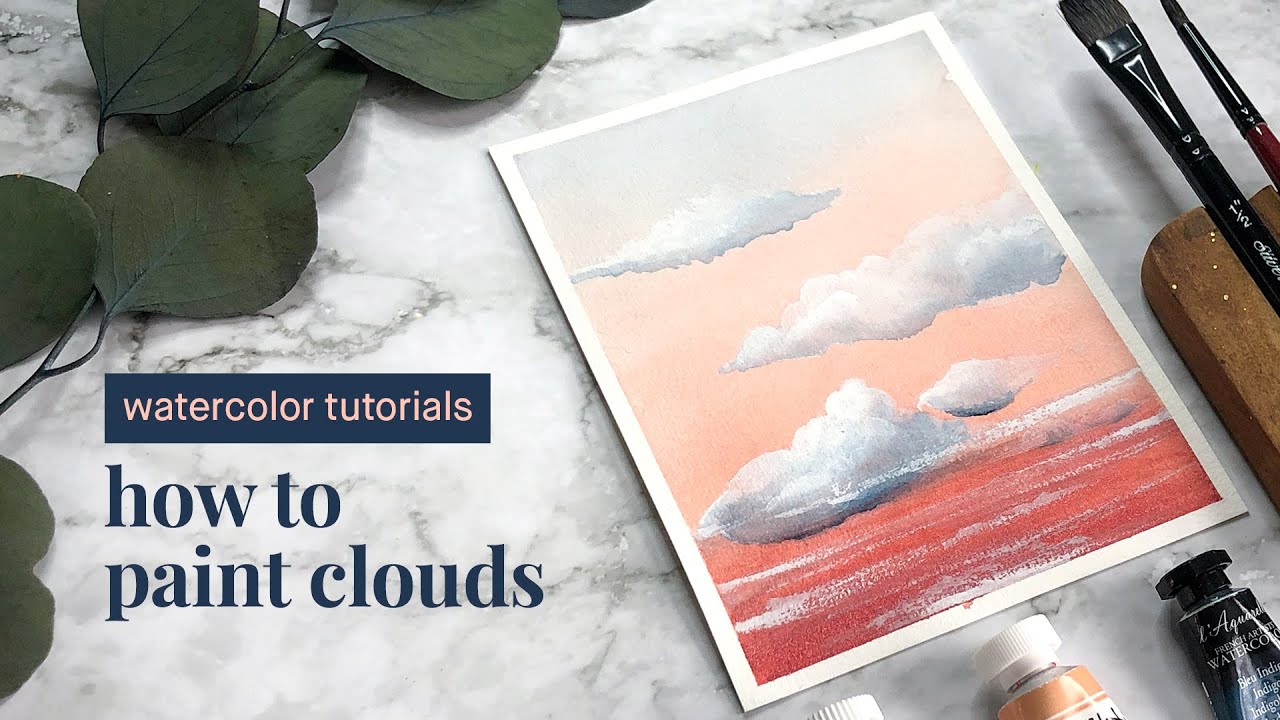 tutorial: how to paint clouds with watercolor + white gouache 