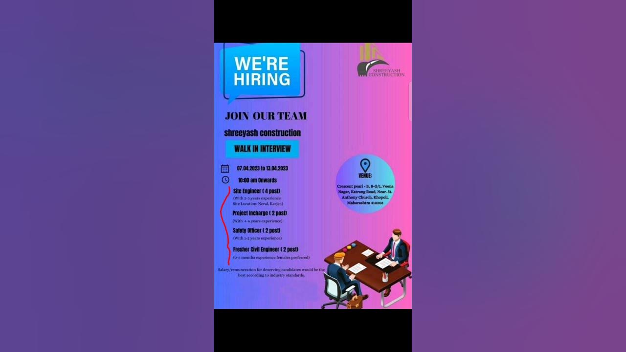 Construction jobs for freshers and experienced candidates diploma and
