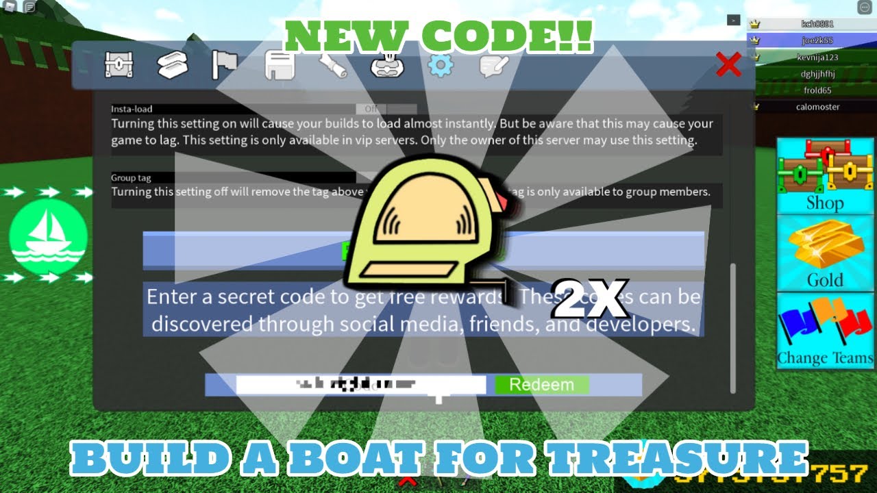 New Build A Boat For Treasure Codes - top 5 best codes *2018* build a boat for treasure roblox