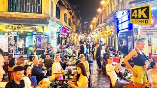 4K Night Walk: Vibrant Beer Street, Hanoi - Vietnam's Nightlife Jewel