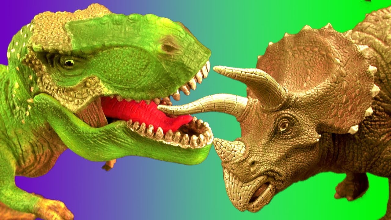 DINOSAUR Toys Tyrannosaurus VS Triceratops Dinosaur Fight by