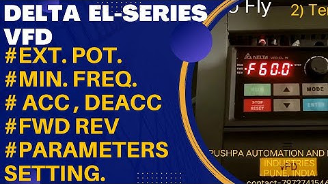 DELTA VFD EL SERIES configuration/Parameters in Hindi.
