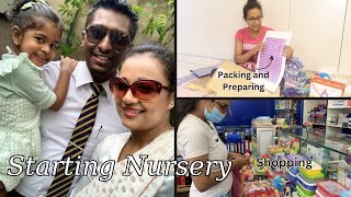 මිකී බබා Nursery යන්න සුදානම් වුන විදිහ | Shopping &amp; Preparing for Book list | 1st Day Of Nursery
