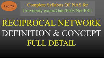 Lec-73 Condition  of Reciprocity in Two Port Network | Reciprocal Network | NAS | R K Classes |Hindi