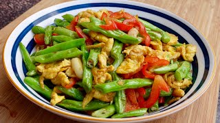 四季豆炒蛋好吃的家常下饭菜❗清脆鲜甜Scrambled eggs with string beans