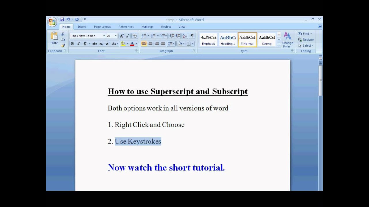 ppt keyboard shortcut for subscript