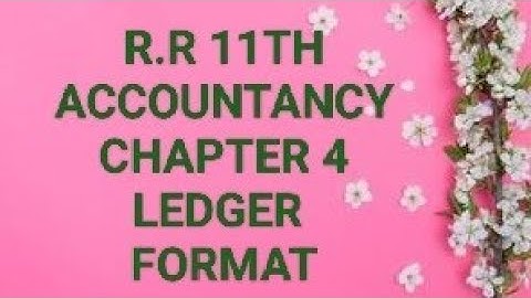 11TH ACCOUNTANCY CHAPTER 4 LEDGER FORMAT