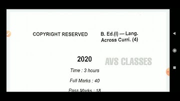 B.Ed 2020 previous year  question paper | language across the cariculam | 1st semester | Lnmu,brabu