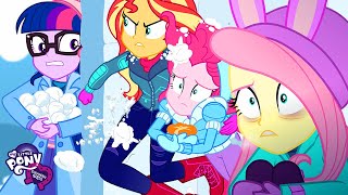 Equestria Girls | The Snow Fight Challenge (Holidays Unwrapped) | MLP EG Shorts