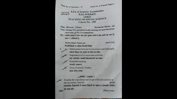 B.ED JAMMU UNIVERSITY ll -SEM COURSE NO - 205 TEACHING OF SOCIAL SCIENCE (2025 PAPER)