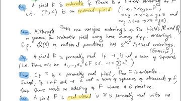 Mathematical Logic, Lecture 15 (Real Closed Fields and Tarski