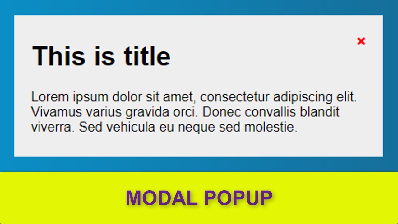 โค้ด html ป๊อปอัพ  Update New  Create Modal Popup | Using HTML \u0026 CSS
