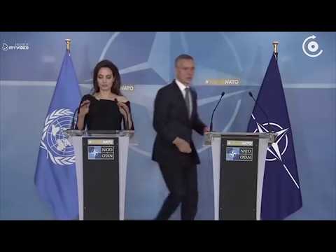 ანჯელინა ჯოლი NATO ს შტაბბინაში   კინოვარსკვლავი იენს სტოლტენბერგთან ერთად იმუშავებს