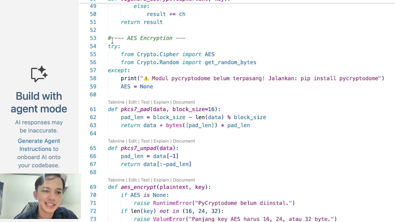 Program Enkripsi SederhanaAlgoritma: Caesar Cipher, Vigenère Cipher, dan AES (CBC)