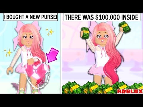 I Bought A Purse And There Was 100 000 Hidden Inside Roblox Royale High Roleplay Youtube - pink purse roblox