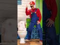 You wont believe what poor mario used to clean out this toilet