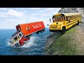 School Bus vs Tasty Cola Drink Truck 😱 | Dangerous Cliff Crash Test | BeamNG.drive 🔥 #122