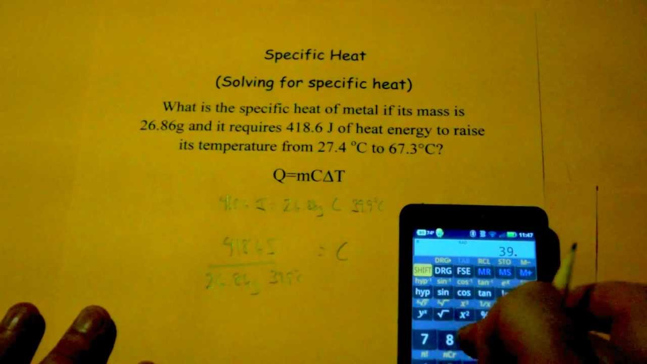 The quantity of heat needed to raise the temperature of a sample of a substance by one degree celsius is the sample’s