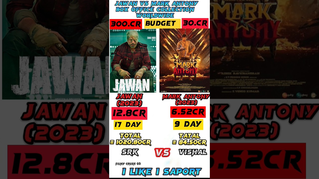 mark antony vs jawan box office comparison. 17 day vs 9 day collection 