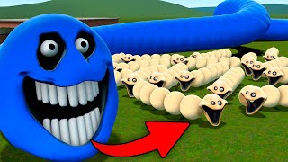 NEW Roblox Hungry Snake vs 100 Hungry Worms in Gmod!