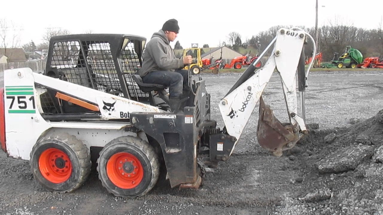 Bobcat 751 Skid Steer Loader w/ Backhoe - YouTube.