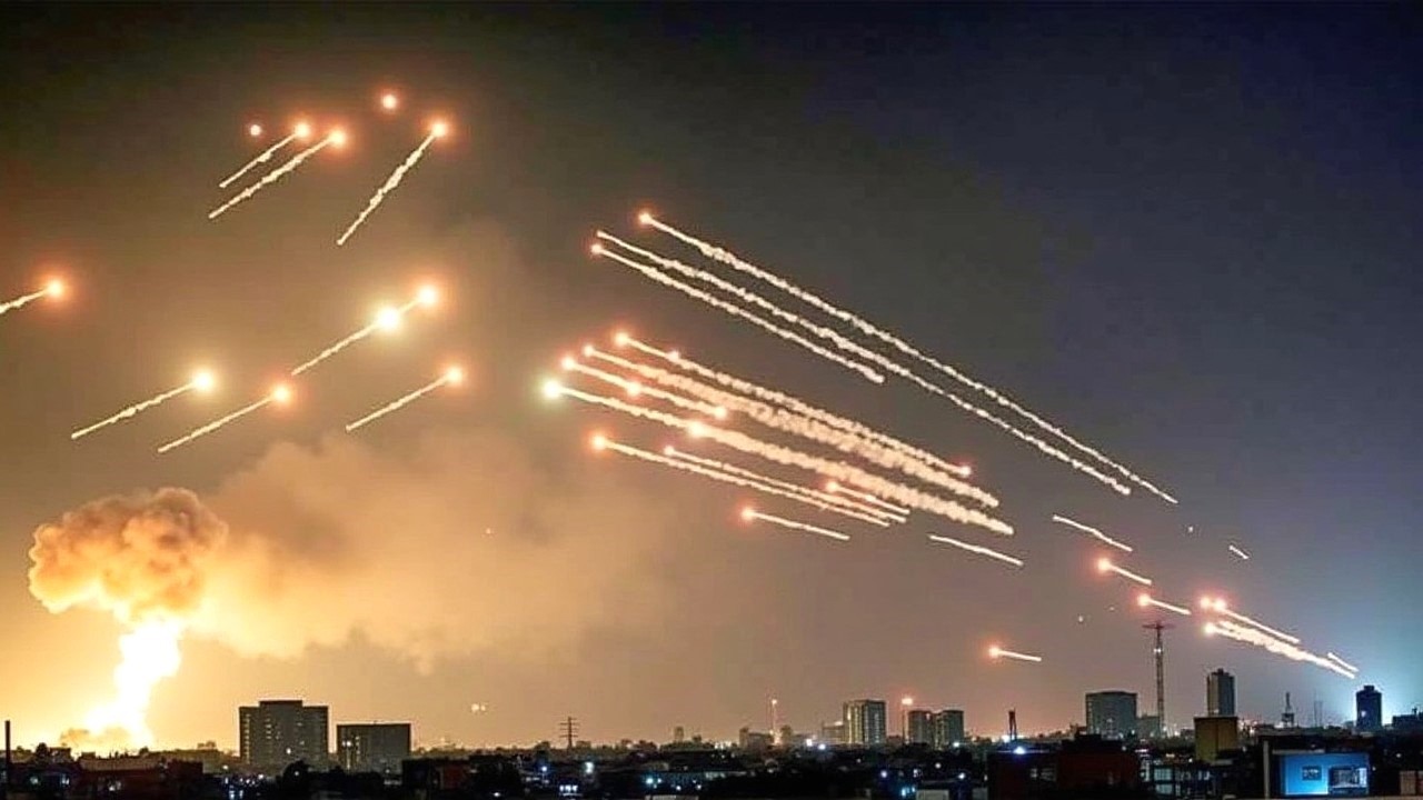 13 минут назад! По центру Тель-Авива в Израиле было выпущено 5000 иранских баллистических ракет.