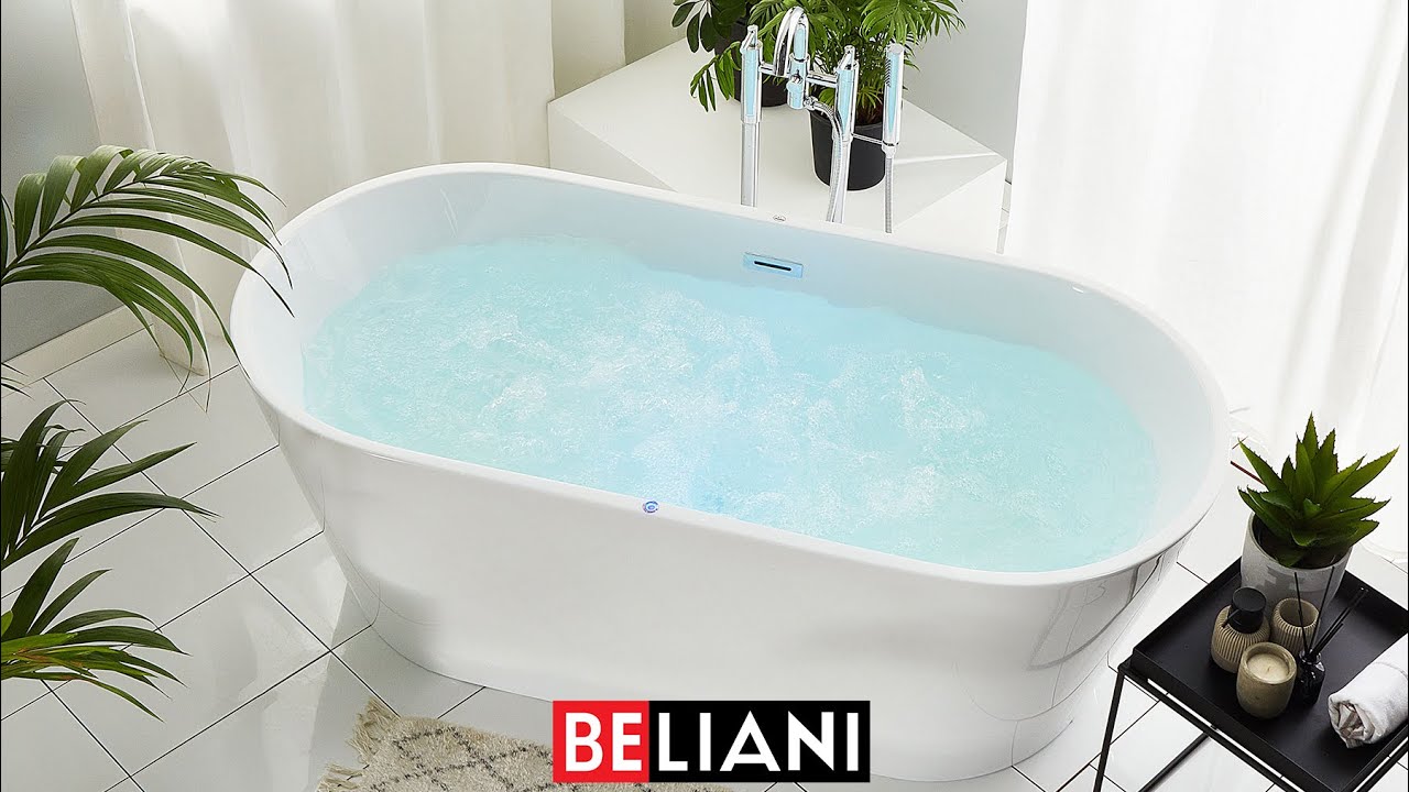 Vasca Freestanding BELAQUA Acrilico 170x80x58 Cm - Bianco Lucido, Con Scarico Pop-Up, Moderna