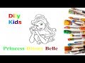 Раскраска.Принцесса диснея Бэль.Сoloring for kids.Princess disney Belle. Dily Kids.