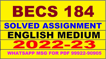 becs 184 solved assignment 2022-23 in english | becs 184 solved assignment 2022-23 | becs 184 2023