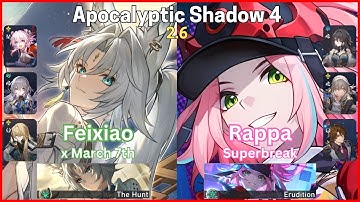 Apocalyptic Shadow 4 V2.6 | E0S1 Feixiao x March 7th | E0S1 Rappa SuperBreak | 3 Stars