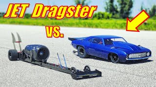 CRAZY DRAG RACE! Jet Dragster vs Drag Car! "Thrust Arrow" vs Losi 22S