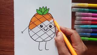 How To Draw A Cute Pineapple Kids Drawing