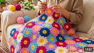 Beautiful Crochet Daisy Throw with Super Simple Technique👉Beautiful Beginner's Tutorial@sara1111