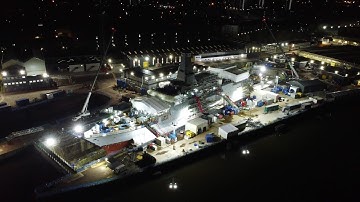 Drone shots of Type 26 Frigate HMS Glasgow