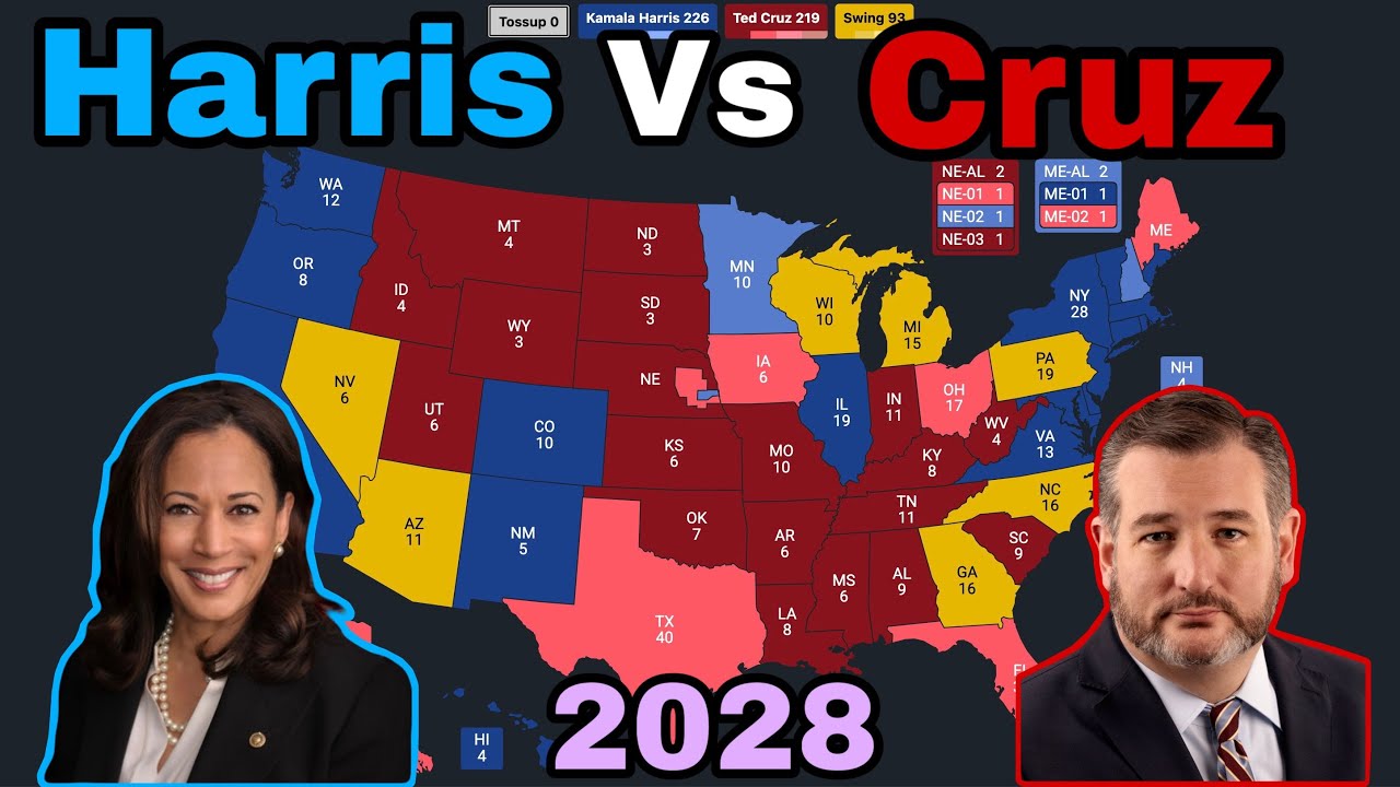 Камала Харрис против Теда Круза | Прогноз выборов 2028 года
