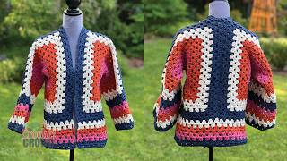 Left Hand: BEGINNER Crochet Hexagon Cardigan for Adults