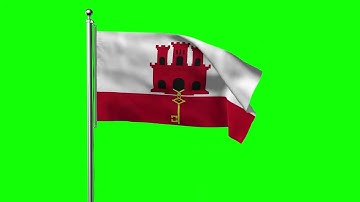 Green screen Footage | Gibraltar Waving Flag Green Screen Animation | Royalty-Free