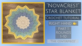 Crochet Blanket Tutorial - “NovaCrest Star Blanket” Part 1 (Right Hand) #makeitpremier 