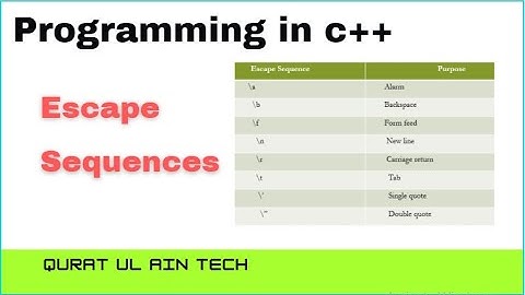 Escape Sequence in C++ with examples ||C++ Programming Escape Sequences || Qurat ul ain Tech