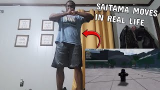 All Saitama Moves In REAL LIFE  Roblox Strongest Battlegrounds