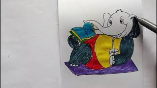 elephant cartoon drawing and colouring 🐘