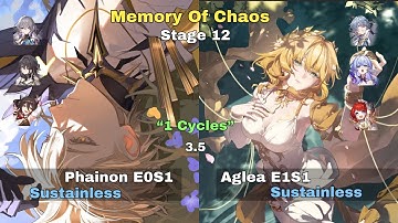 E0S1 Phainon & E1S1 Aglaea Sustainless | Memory of Chaos Floor 12 3 Stars | Honkai: Star Rail 3.5