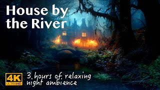 House by the River - relaxing night ambience - water flowing & crickets - 3 hours