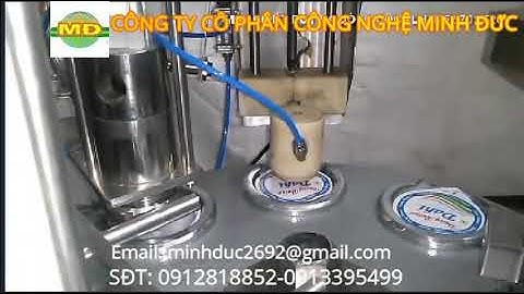 máy chiết rót và đóng nắp cốc thạch, cốc sữa chua, cafe dạng mâm xoay