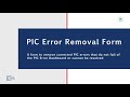 Pic error correction training pic error removal form short