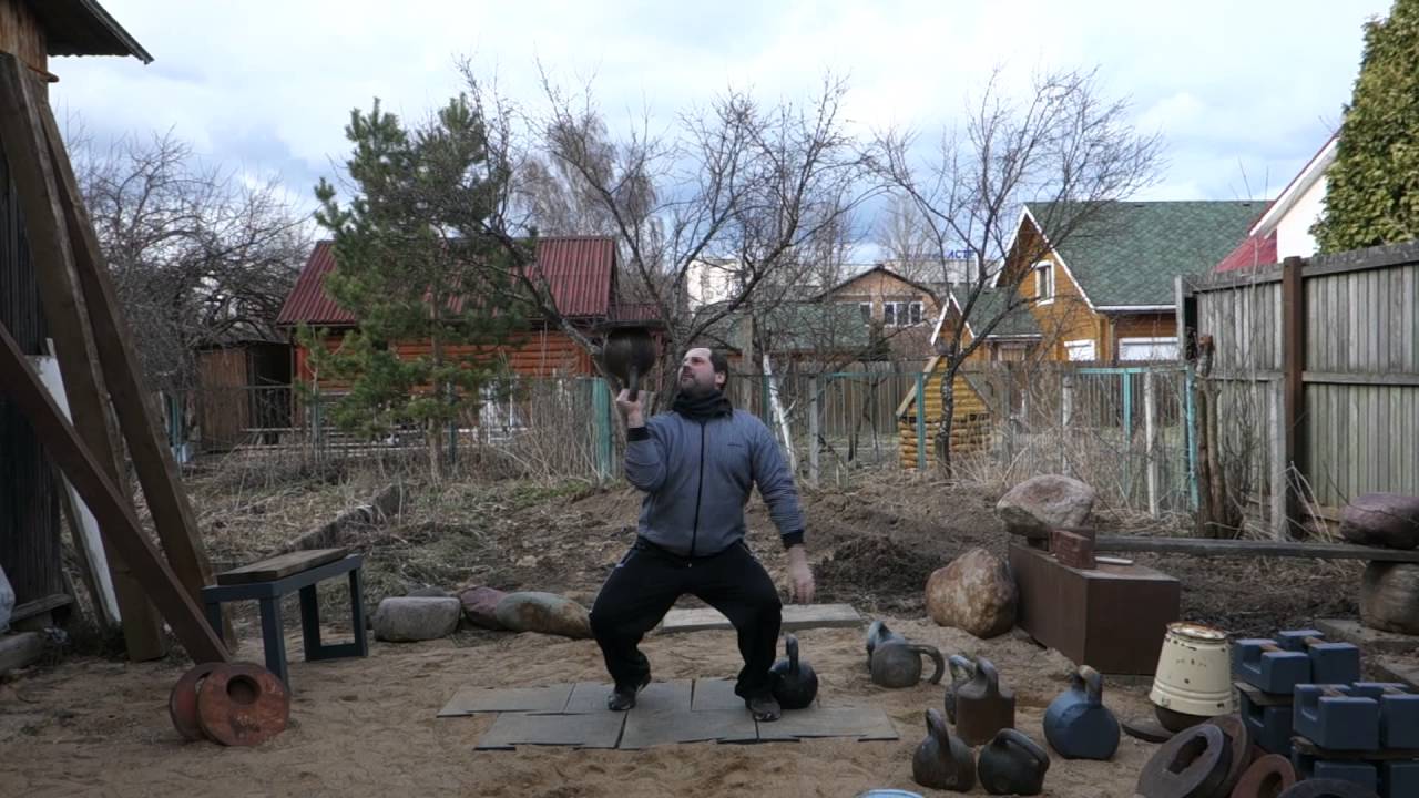 ЖИМ НАПОПА ГИРИ 16+16 +БЛИН BOTTOM UP STACKED PRESS 16+16KG KETTLEBELLS+PLATES YouTube